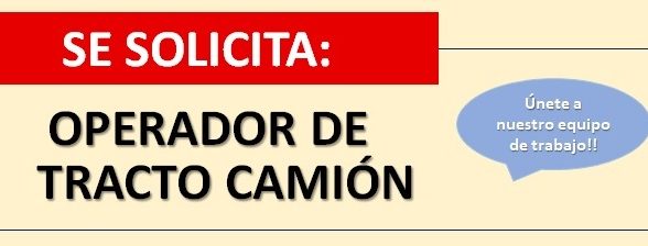 Vacante de trabajo disponible «Operador de tracto camión»